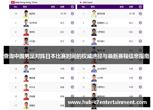 查询中国男足对阵日本比赛时间的权威途径与最新赛程信息指南 查询中国男足对阵日本比赛时间的权威途径与最新赛程信息指南